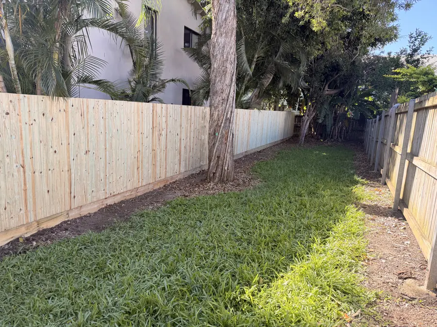 New treated pine paling fence along a shaded backyard boundary